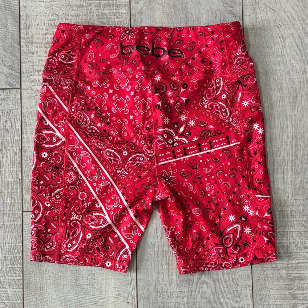 Bebe Red Bandana Print Shorts